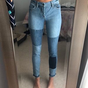 FREE PEOPLE patchwork light wash jeans